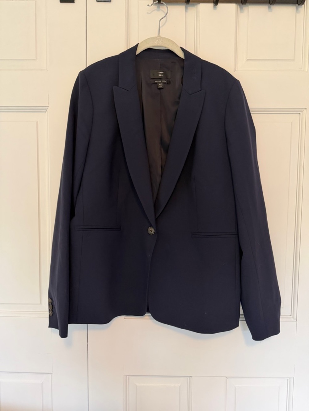 J Crew 365 Italian Wool Blazer 16 Tall Navy Single Button Career Tailored Jacket